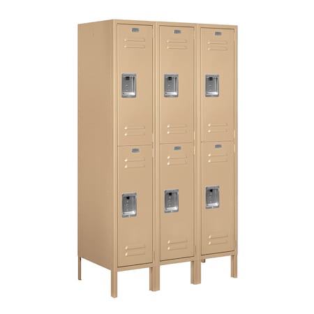 Salsbury Industries Wardrobe Locker, 36" W, 18" D, 66" H, (3) Wide, (6) Openings, Tan 62358TN-U
